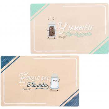 Mr. Wonderful Set de 2 Manteles Individuales Échale Sal a la Vida, Multicolor, 43x27.8x1 cm