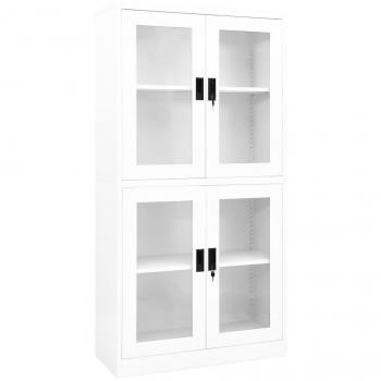 vidaXL Office Cabinet White 90x40x180 cm Steel and Tempered Glass