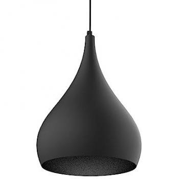 Lámpara de Techo Monocolor Mate Ø25 cm, Metal Negro, E27, Máx 42W