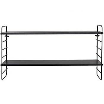 Estante de pared en metal y madera negro minimalista