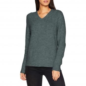 Vila Clothes Vidisa Knit Wool V-Neck L/s Top, suéter para Mujer, Verde