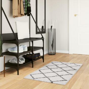 Alfombra larga moderna PAMPLONA crema y negro 60x110 cm