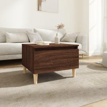 Mesa auxiliar de estar de madera contrachapada en roble marrón, dimensiones 50x46x35 cm, fabricada en madera multicapa