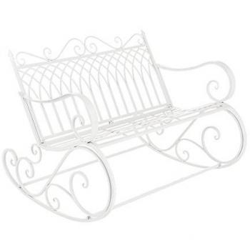Banco Balancín Vintage para Jardín Greenough 85 x 113 x 95 cm Blanco para 2 Personas de Metal Robusto