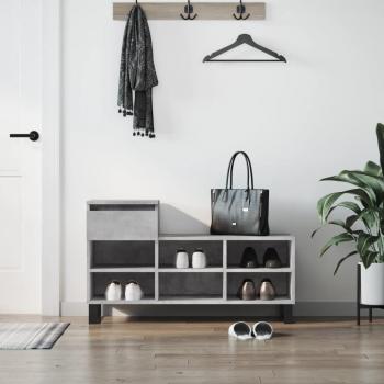 Mueble zapatero madera contrachapada 102x36x60 cm Color Blanco, Blanco brillante, Gris hormigón