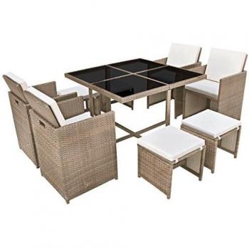 vidaXL Set Comedor Jardín 21 Pzas Ratán Sintético Gris Mesa Sofá Sillón Silla