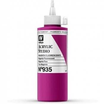 VALLEJO ACRYLIC STUDIO, PINTURA ACRÍLICA, 200ML, MAGENTA FLUO, Nº 935