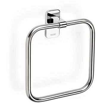 Toallero Aro Minimalista Slim de Acero Inoxidable 18x4,5x19,5 cm con Doble Sistema de Fijación (Tornillos o Glu Fix)