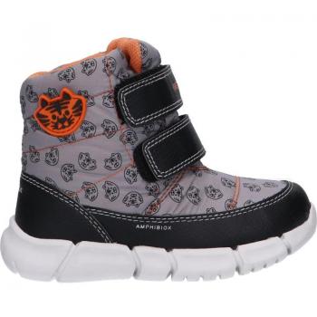 Botas Niño Geox B Flexyper Boy B Abx, características: impermeables, con suela flexible, diseño moderno en gris y naranja, cierre de velcro para fácil ajuste