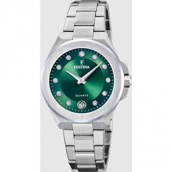 Reloj Festina F20700/4 Verde Mujer Mademoiselle de acero plateado