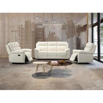 Sofá Relax 3+2+1 Plazas de Piel de Búfalo PAKITA - Marfil
