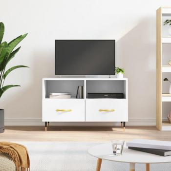 Mueble para TV de madera contrachapada blanco 80x36x50 cm, Mueble de salón, Mesa de TV