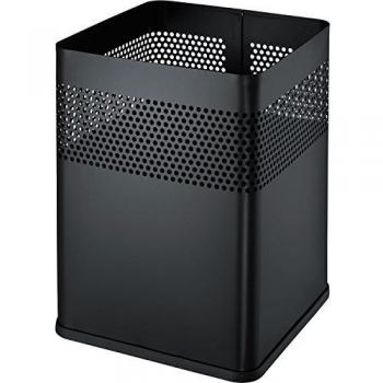 Papierkorb cuadrado Helit the dot 18L, metal negro con decoración de agujeros