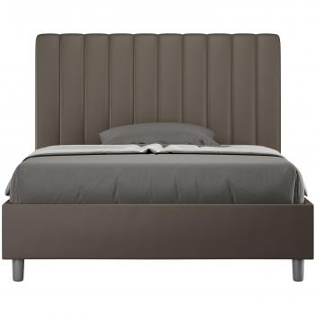 Cama Agueda 140x190 tapizada en símil piel color capuchino sin somier