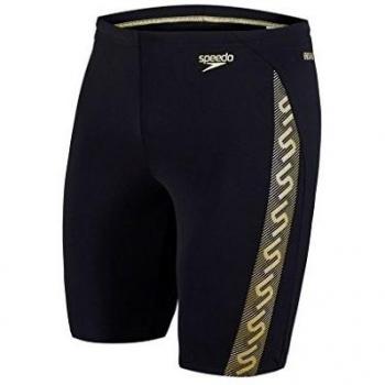Speedo Monogram Jammer - Bañador para hombre, color negro/Global Oro, Tamaño 32