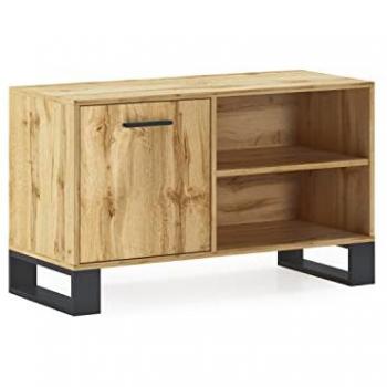 Mueble TV Salón - Comedor - Modelo LOFT - Acabado Melamina Color Roble Rústico - Elegante y Discreto, medidas 95x40x57cm de altura