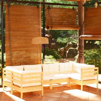 6-Piece Garden Lounge Set with Cream Cushions Pine Wood