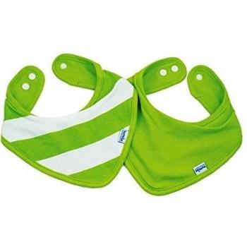 Hippychick Bumkins Bandana - Pack de 2 baberos, diseño Green Stripe, 22 x 14 x 1 cm