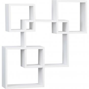 Estantería de Pared Flotante Homcom con 4 Cubos y Estantes para Salón en Estilo Moderno - Blanco