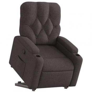 Sillón reclinable elevable tela marrón oscuro Vidaxl