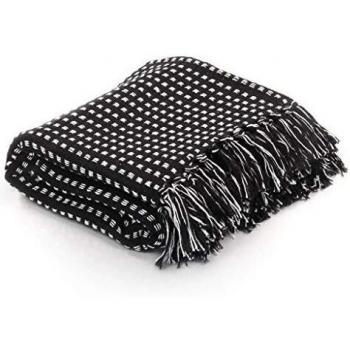 vidaXL Manta a Cuadros 160x210cm Algodón Negra Decoración Casa y Hogar Cama
