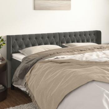 Cabecero de terciopelo gris oscuro 203x16x78/88 cm vidaXL - Gris