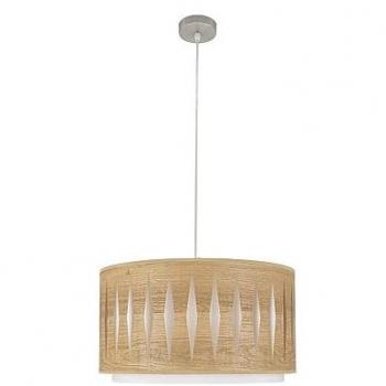 Lámpara Colgante Alexandra 1xe27 Niquel y Madera Clara 40x40 cm
