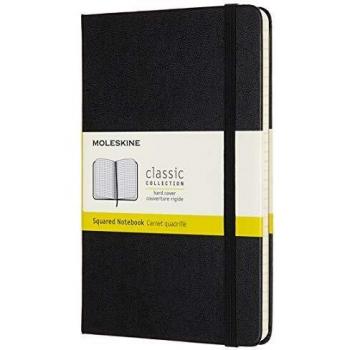 Moleskine - Cuaderno Clásico con Hojas Cuadriculadas, Tapa Dura y Cierre Elástico, Color Negro, Tamaño Medio 11.5 x 18 cm, 208 Hojas