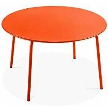 Mesa redonda de jardín de acero naranja 120 x 72 cm - Palavas
