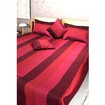 Colcha de seda india Poly Doble Cama con Pillow & Cushion Covers Tamaño 88 x 105 pulgadas