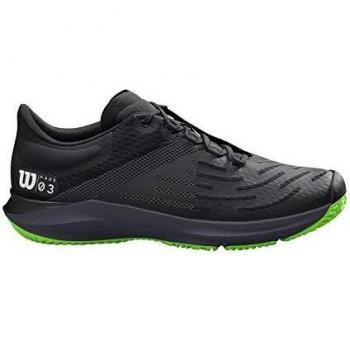 Wilson Kaos 3.0, Zapatilla de Tenis para Todo Tipo de Terreno, tenistas de Cualquier Nivel para Hombre, Negro/Verde, 42 EU