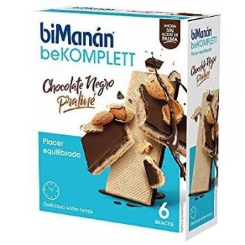 Bimanán Complete Snack Wafer Bars - Dark Chocolate Praline Flavor (6 Units, 120g)