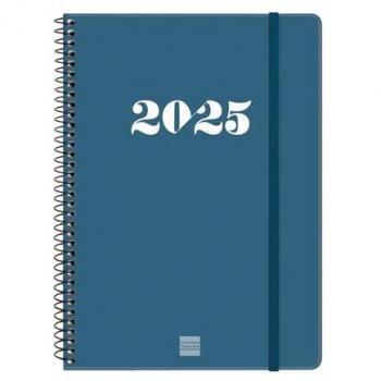 Finocam - Agenda Espiral My 2025 Semana Vista Horizontal Azul Enero 2025 - Diciembre 2025 (12 meses) Español