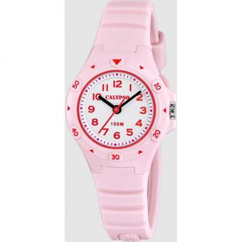 Reloj Calypso Junior Collection K5846/1 Blanco Unisex con correa de caucho, diseño infantil, resistente al agua, esfera blanca y números grandes para fácil lectura