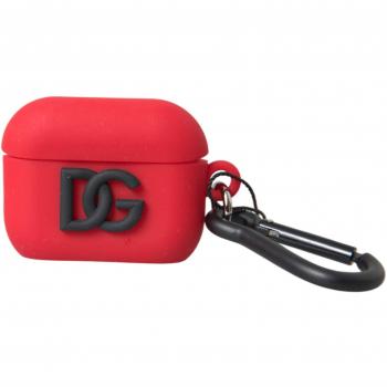 Dolce & Gabbana Red Silicone Rubber Logo Embossed Airpods Case, unisex, Red, Size: ONE SIZE