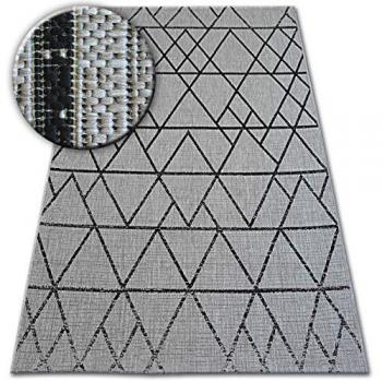Alfombra de cuerda sisal FLOORLUX 20508 plateado/negro Triángulos grey 240x330 cm