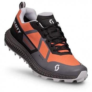 Scott Zapatillas de Trail Running Supertrac 3 Goretex, características: impermeables, transpirables, suela con gran tracción, diseño ligero y cómodo, color gris oscuro con detalles en naranja, talla 42 EU