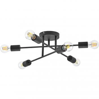 Lindby Estar Plafón Vintage de Metal Negro para Salón y Comedor, 6 luces E27