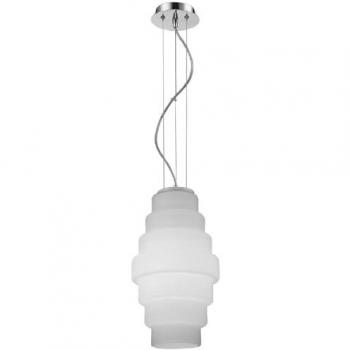 Lámpara de Suspensión Brit EPIKASA, Metal y Vidrio, Cromo y Blanco, 30x30x150 cm