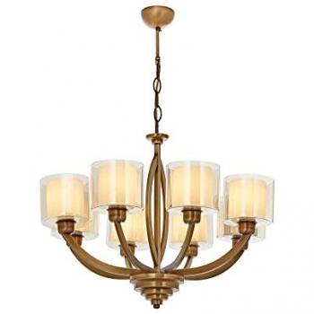 Lámpara de techo 8 brazos WELLHOME, metal y vidrio, acabado crema vintage, colección Bled, 80x65x65 cm, casquillo E27 Max 60 W