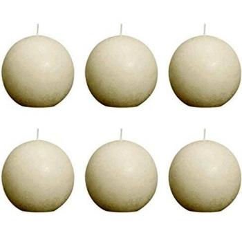 Bolsius Vela de Bola Rústica 80 mm Set de 6 Piezas Crema