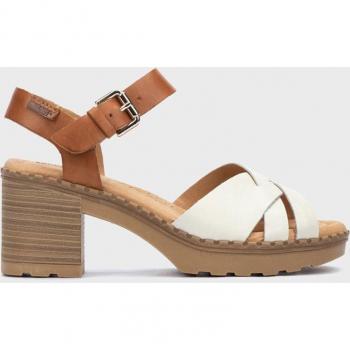 Sandalia Pikolinos W8W-1778 Color Brandy con Cierre Hebillas, Sandalias de tacón de mujer de piel con hebilla, Pikolinos Sandalias tacón de piel CANARIAS W8W