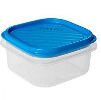 Tatay Fiambrera de Alimentos, Hermética, 0.3L de Capacidad, Tapa Flexible a Presión, Libre de BPA, Apto Microondas y Lavavajillas, Color Azul, Medidas: 10 x 10 x 5,5 cm