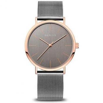 BERING Mujer Análoga Cuarzo Reloj de pulsera de colección con Acero inoxidable Pulsera und Cristal de zafiro , Gris/Rosa