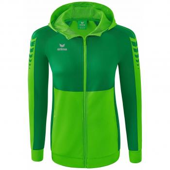 Erima Sudadera con Cremallera Six Wings Training Mujer, chaqueta de entrenamiento con capucha, color verde, talla 38