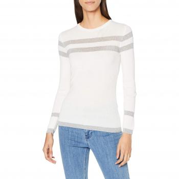 Pinko Benche Maglia Lana Lurex Camiseta de Manga Larga, Plateado