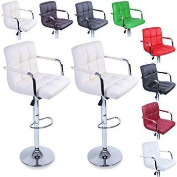 Taburetes de Bar TRESKO - Set de 2, Giratorios 360°, Altura Regulable 62-82.5 cm, Tapizado Confortable, Acabado Cromado, Disponible en 8 Colores