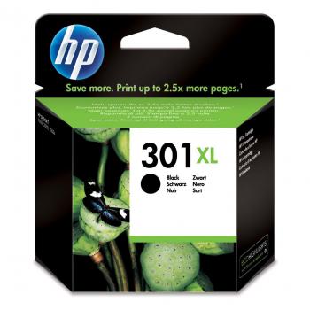 Cartucho de tinta negro XL HP 301 XL (CH563EE) Original, capacidad de 8 ml, rendimiento aproximado de 480 páginas