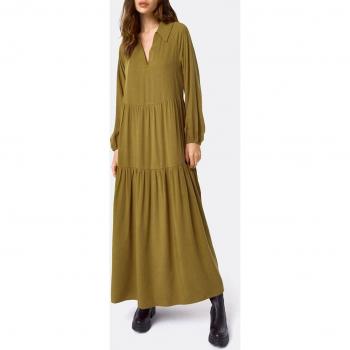 Cuplé Vestido largo verde en textil de mujer
