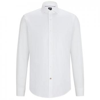 BOSS Regular Fit White Business Shirt with Cutaway Collar Size 38